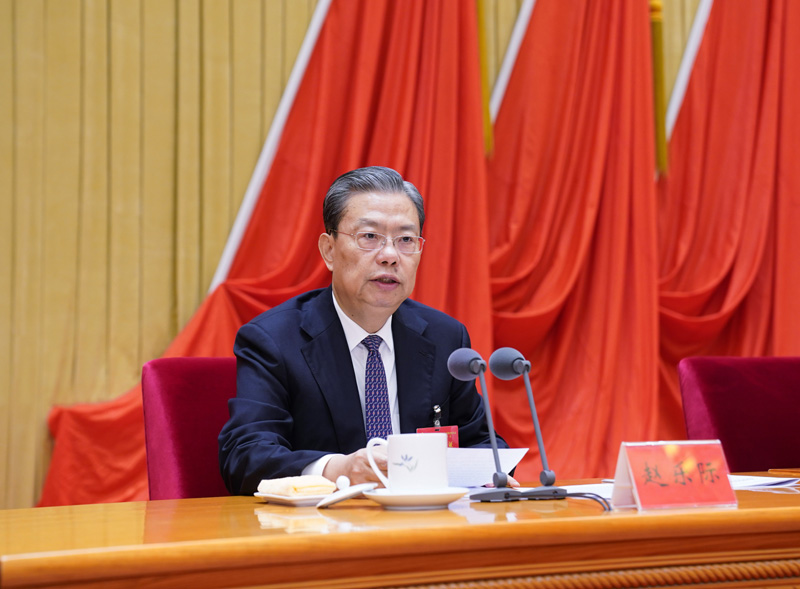 1月22日，中國共產(chǎn)黨第十九屆中央紀律檢查委員會第五次全體會議在北京開幕。中共中央政治局常委、中央紀律檢查委員會書記趙樂際代表中央紀律檢查委員會常務委員會作題為《推動新時代紀檢監(jiān)察工作高質量發(fā)展，以優(yōu)異成績慶祝中國共產(chǎn)黨成立100周年》的工作報告。新華社記者 張領 攝